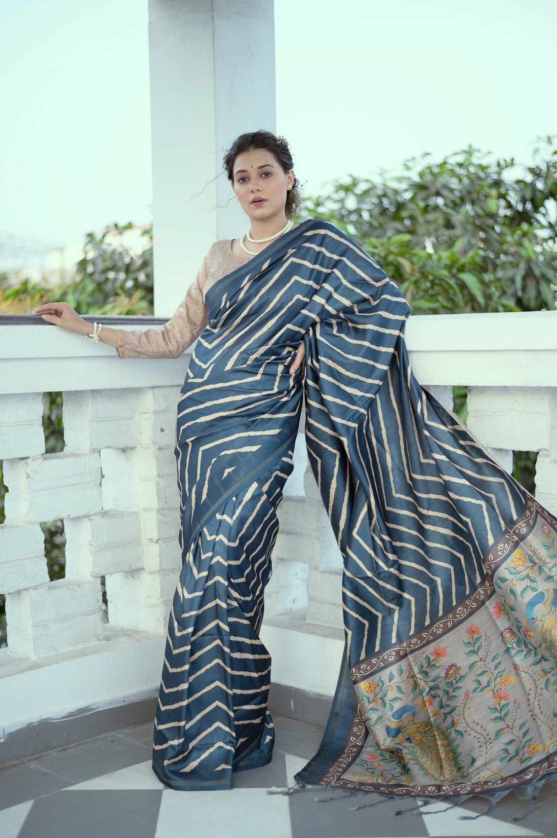 Soft Tussar Silk Blue Saree