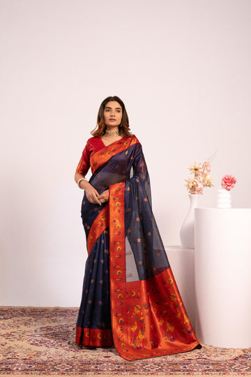 Premium Soft Tissue Silk Paithani Saree