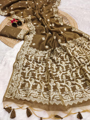 Premium Soft Chanderi cotton  Light coffee saree