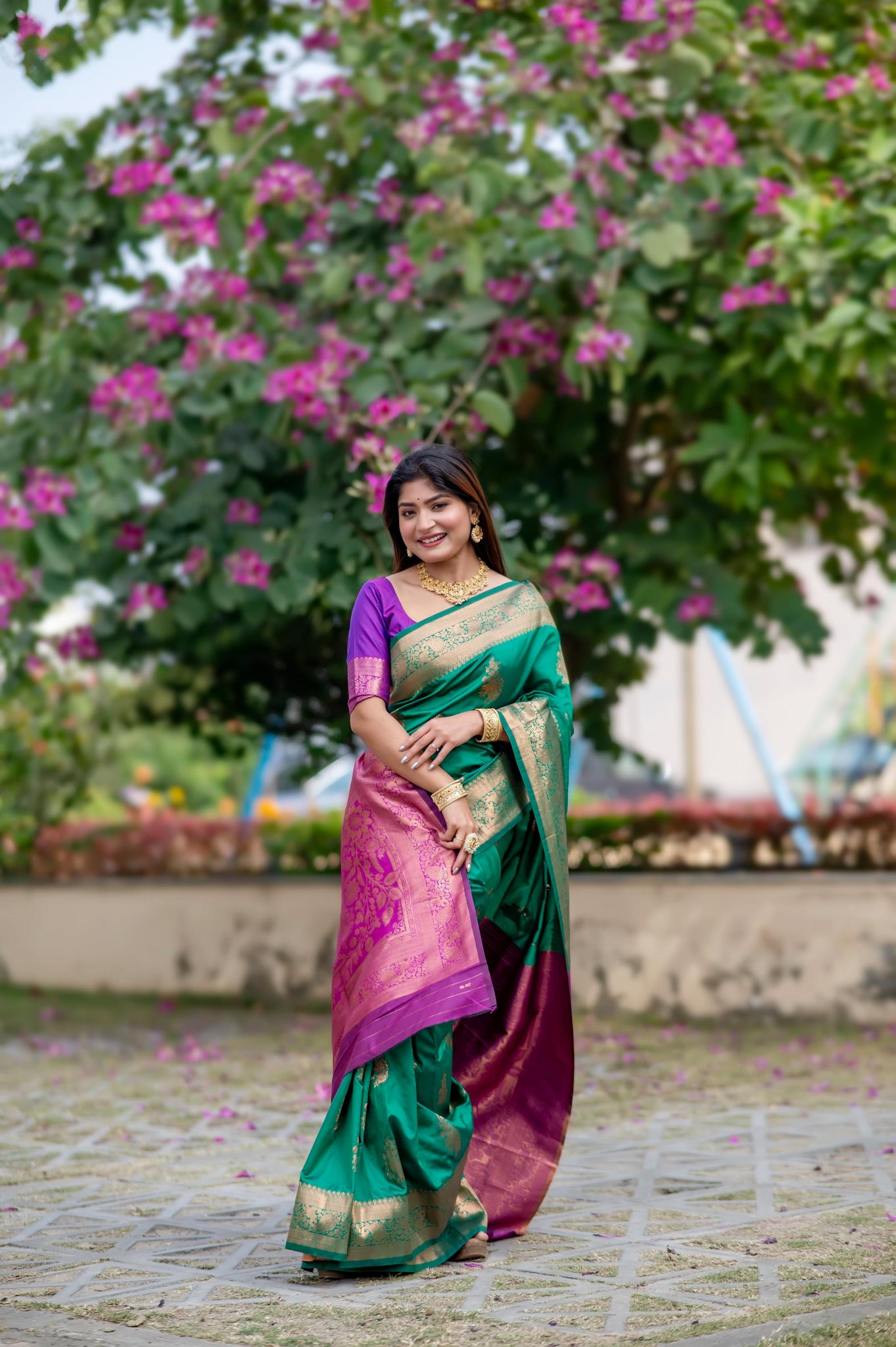 Soft Banarasi Katan Silk Dark Green Saree
