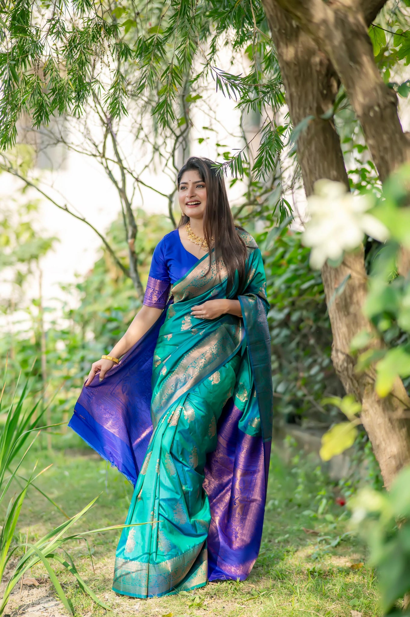 Soft Banarasi Katan Silk Rama Saree