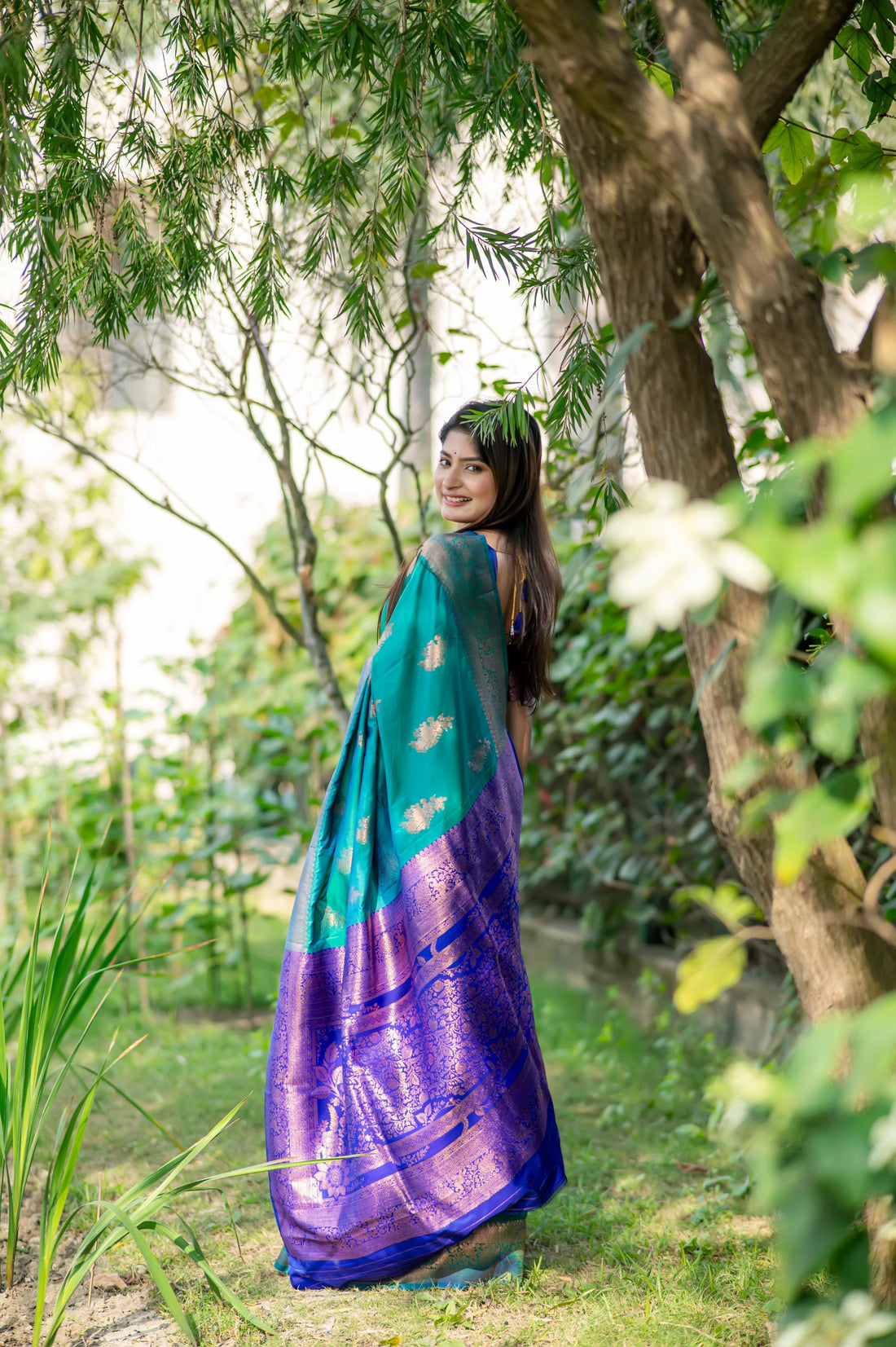 Soft Banarasi Katan Silk Rama Saree