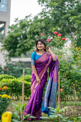 Soft Banarasi Katan Silk Wine Saree