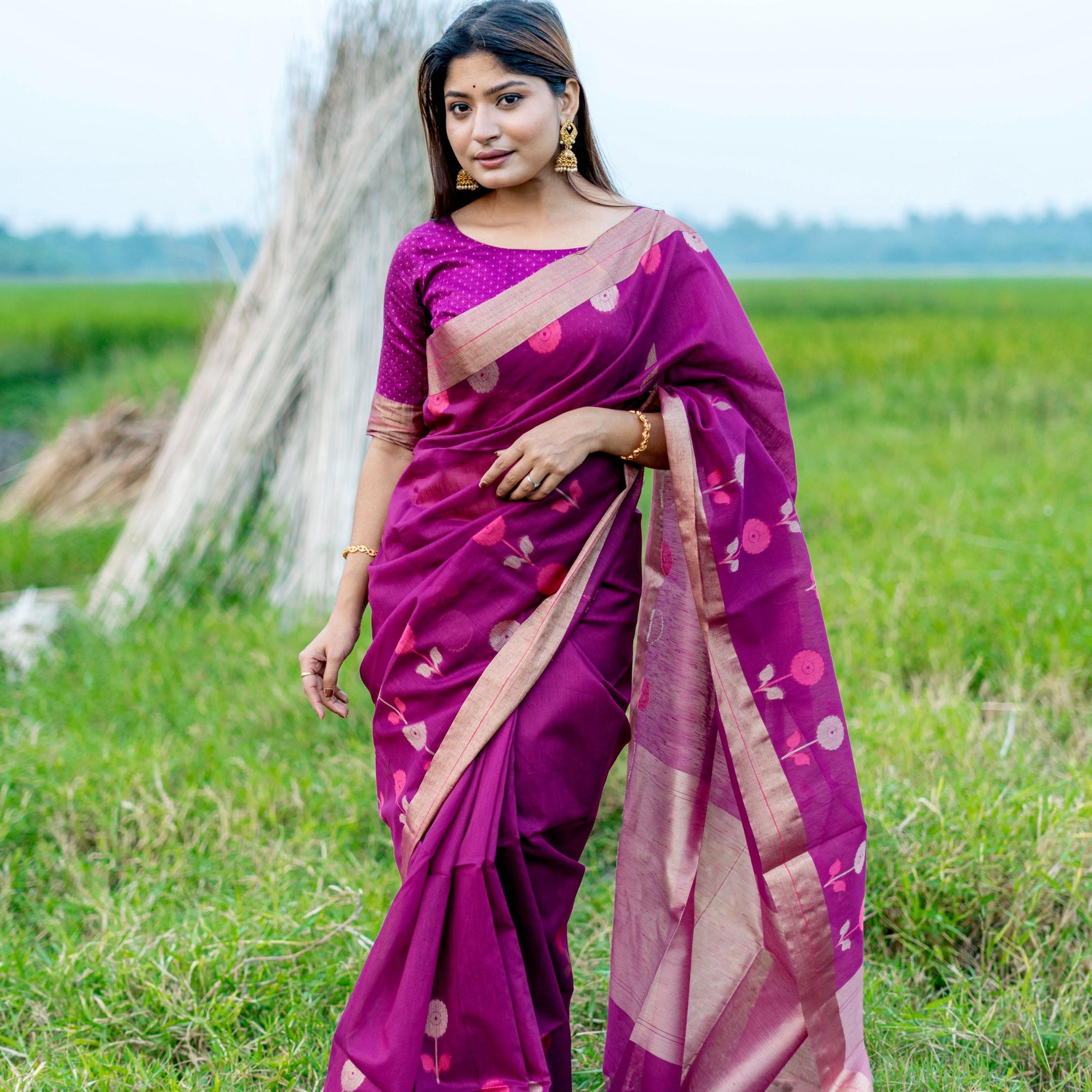 Soft Khadi Raw Silk Purple Saree