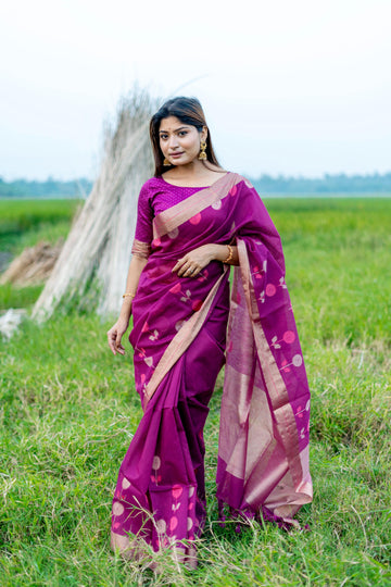 Soft Khadi Raw Silk Purple Saree