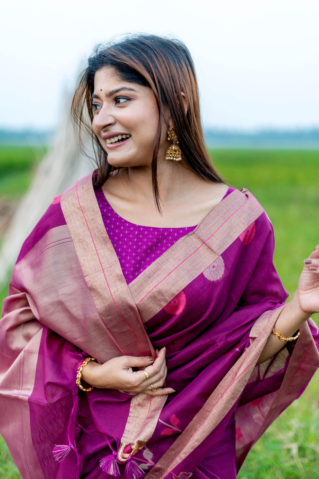 Soft Khadi Raw Silk Purple Saree