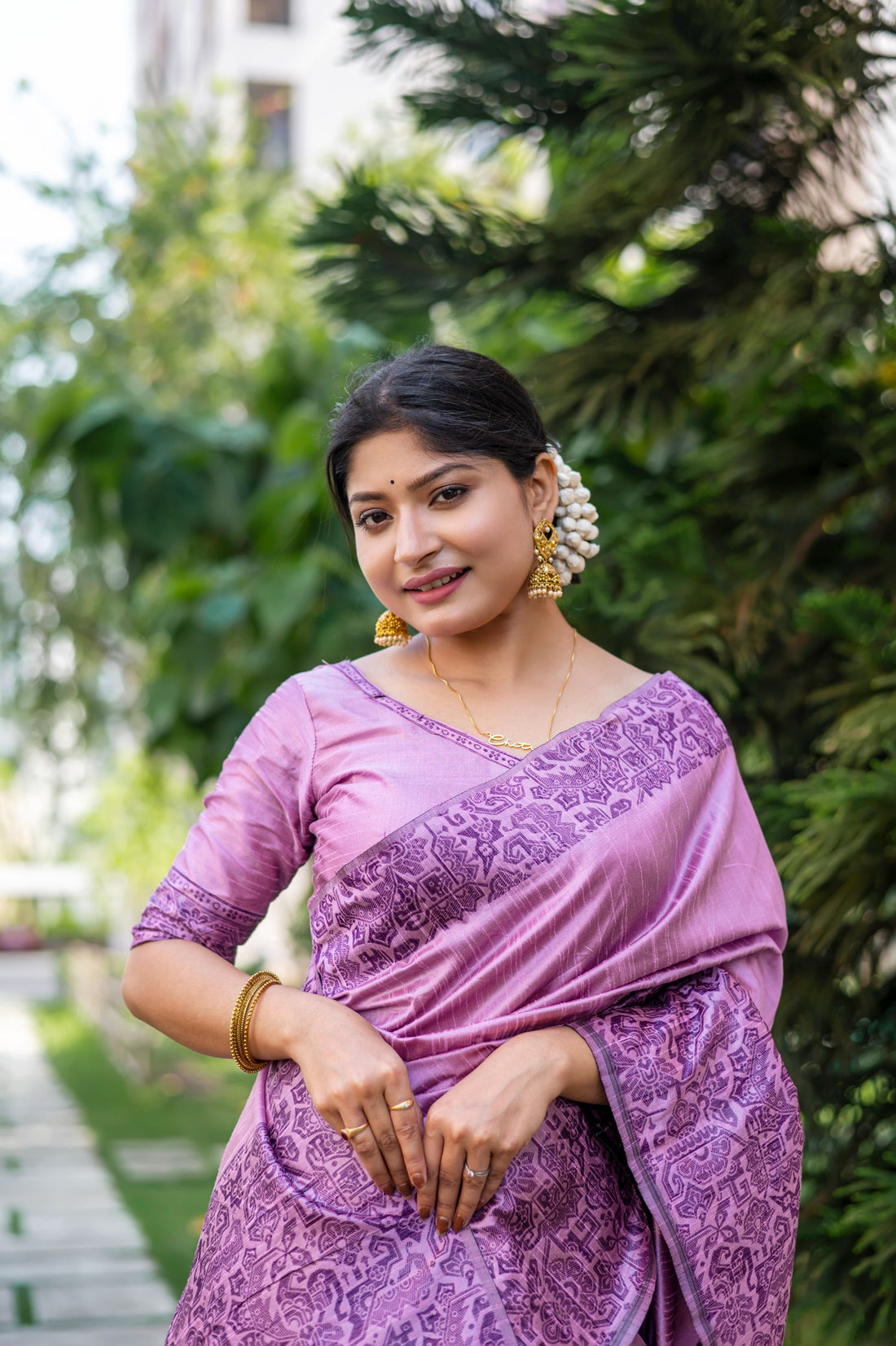 Handloom Raw Silk Levender Saree