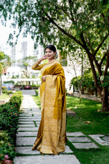 Handloom Raw Silk Golden Saree