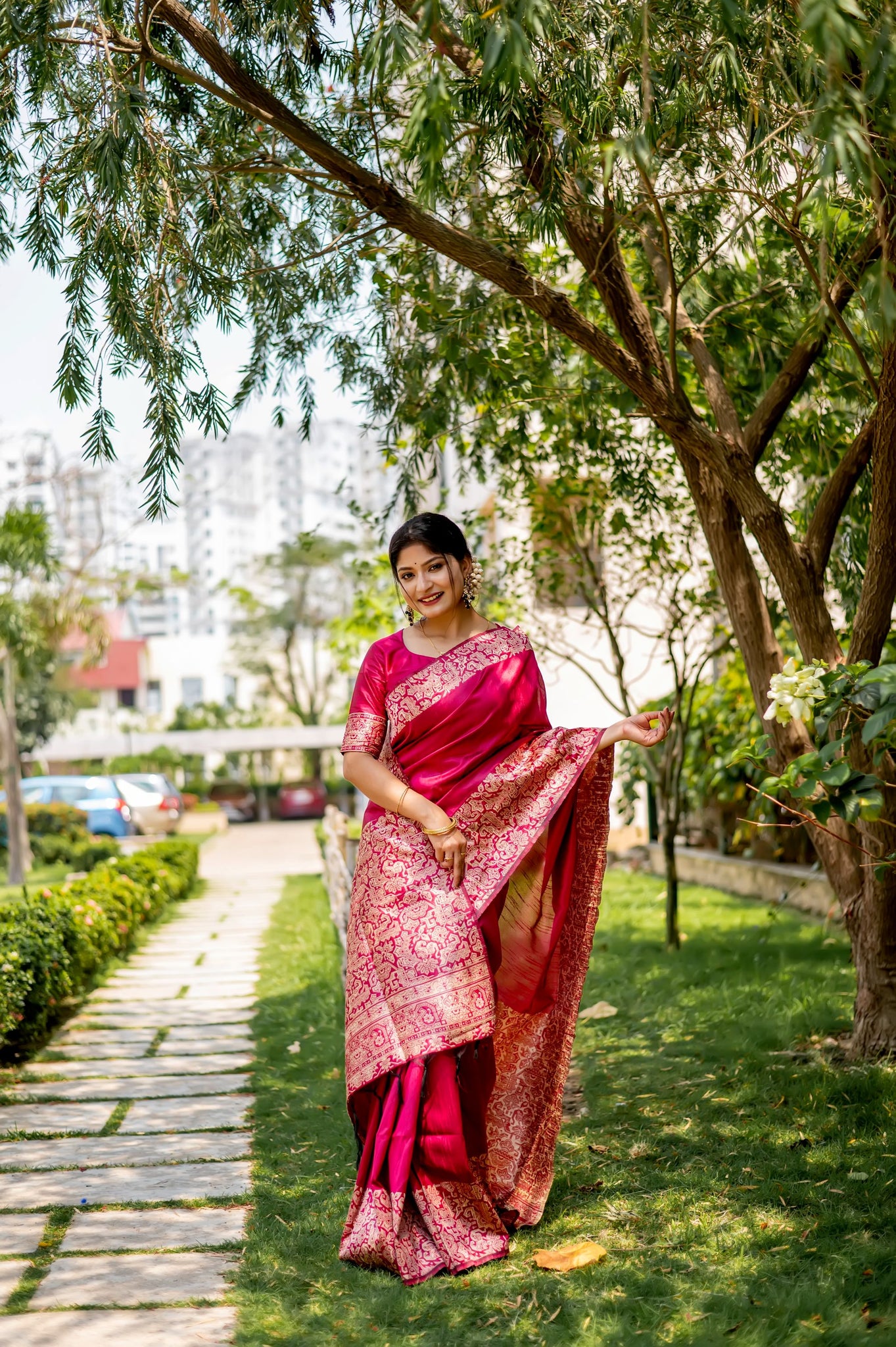 Handloom Raw Silk Pink Saree