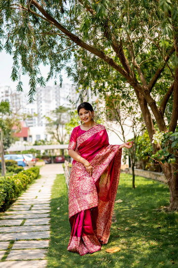 Handloom Raw Silk Pink Saree