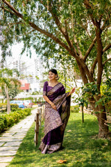 Handloom Raw Silk Wine Saree