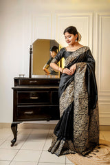 Handloom Raw Silk Black Saree