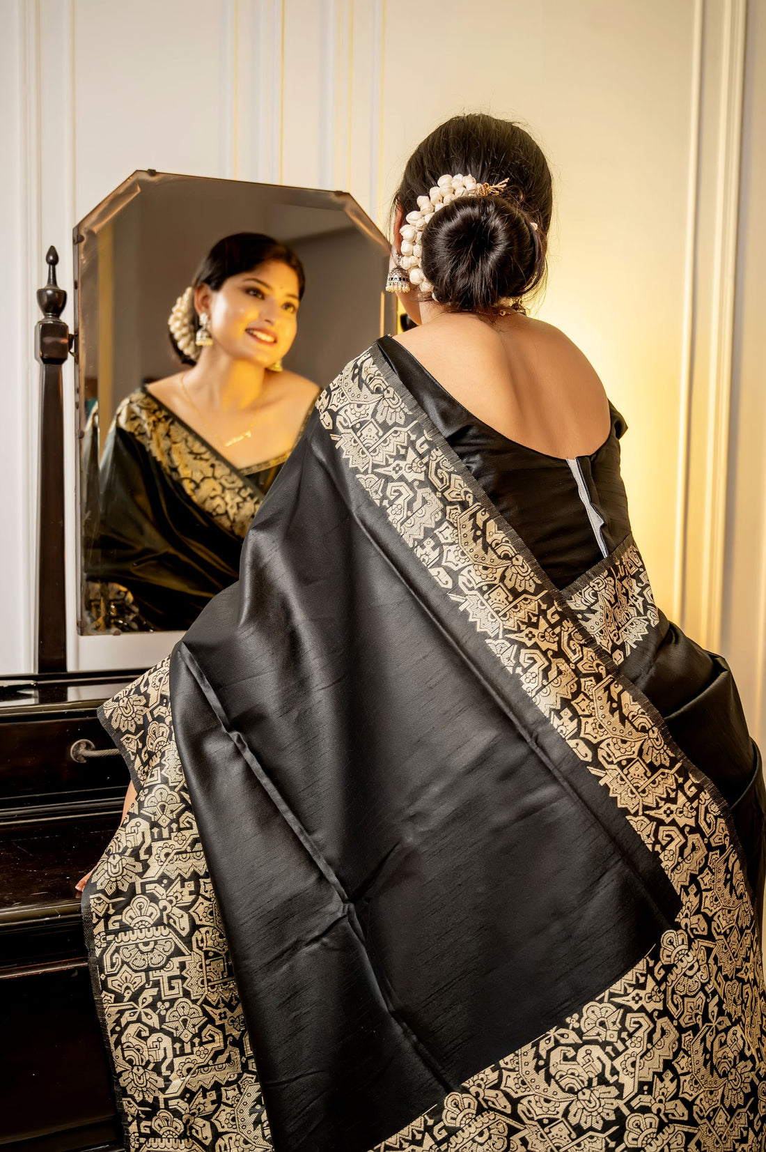 Handloom Raw Silk Black Saree