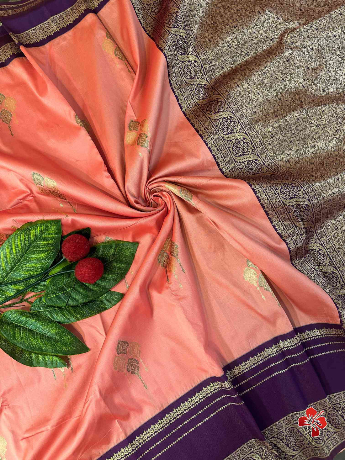 Premium Soft Kanjivaram Silk Orange Pink Saree
