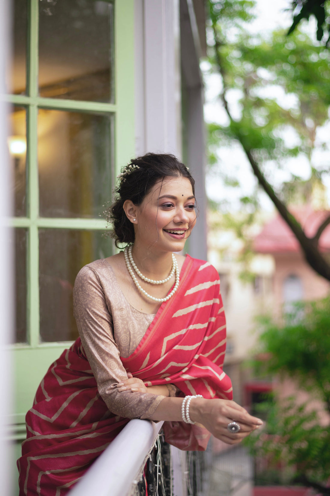 Soft Tussar Silk Pink  Saree