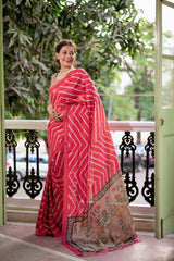 Soft Tussar Silk Pink  Saree