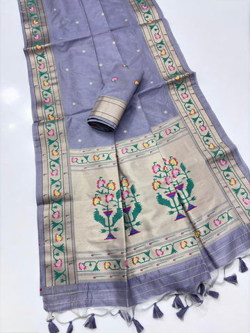Soft Tussar silk Paithani Saree
