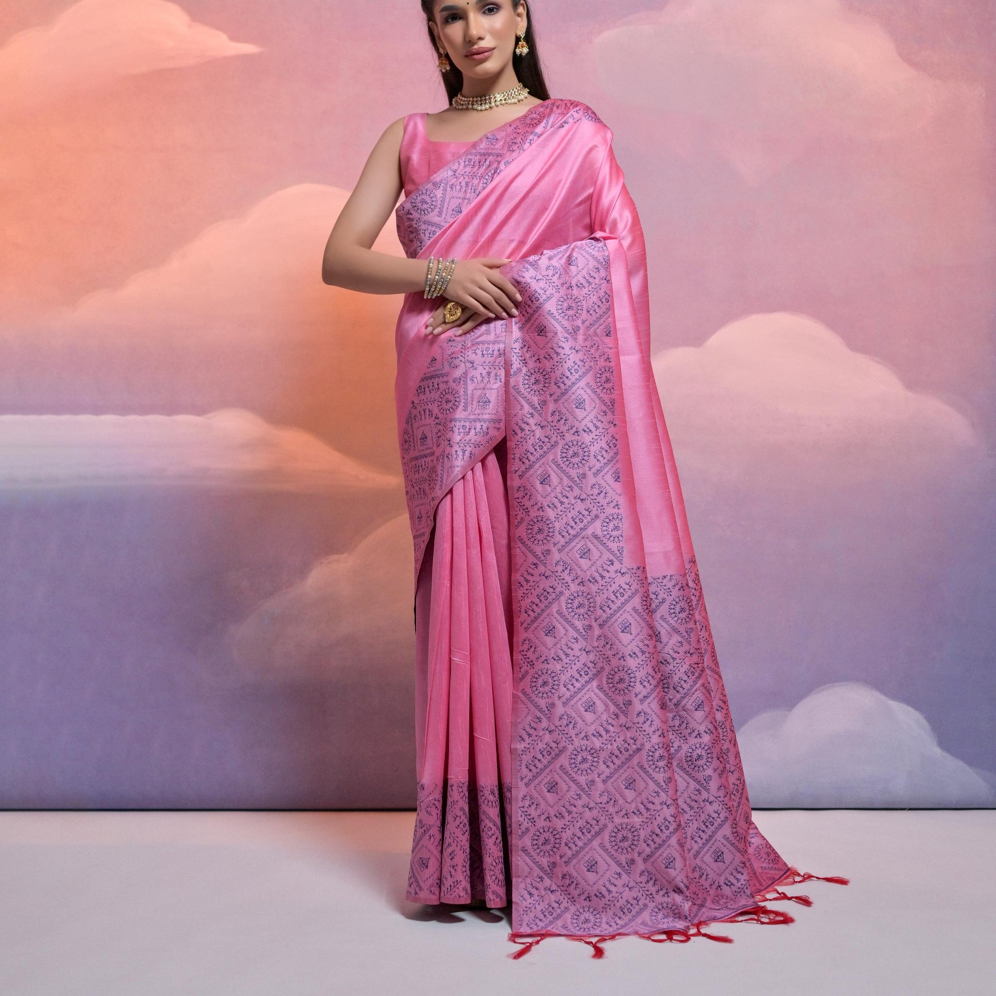 Soft Banglori Handloom Raw Silk Neon Pink Saree