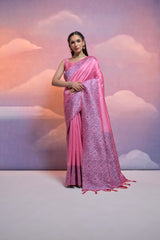 Soft Banglori Handloom Raw Silk Neon Pink Saree
