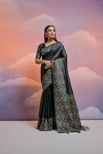 Soft Banglori Handloom Raw Silk Black Saree