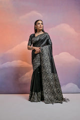 Soft Banglori Handloom Raw Silk Black Saree