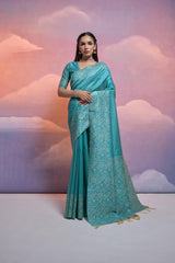 Soft Banglori Handloom Raw Silk Sky Blue Saree