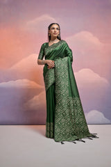 Soft Banglori Handloom Green Saree