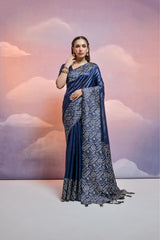Handloom Raw Silk Blue Saree
