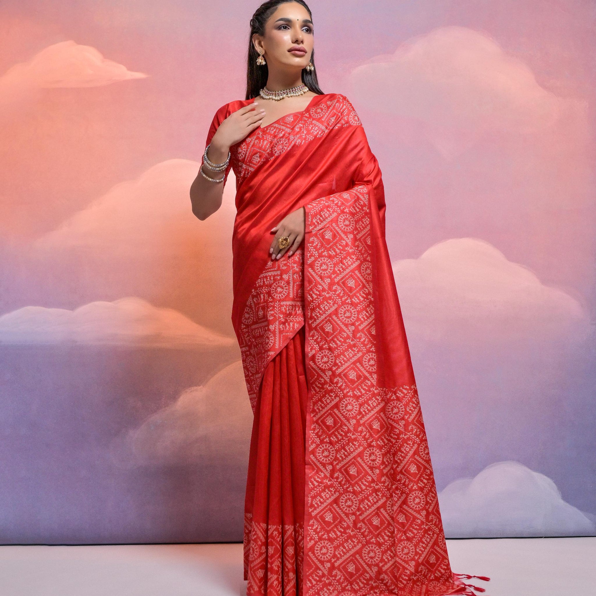 Soft Banglori Handloom Orange Saree