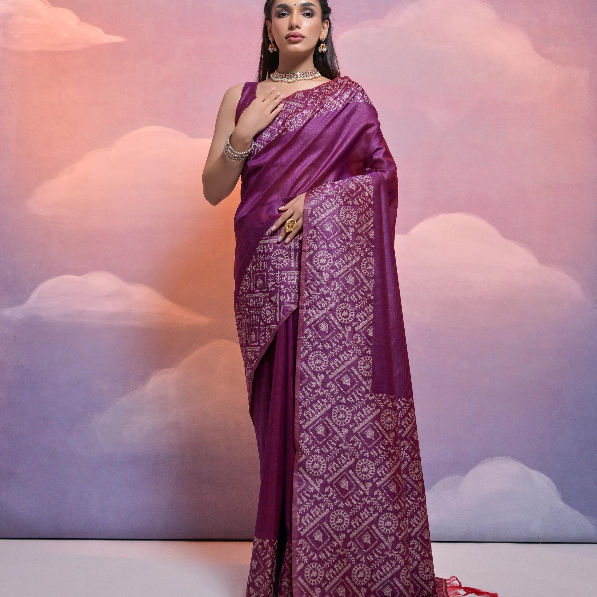 Soft Banglori Handloom Raw Silk Redish Purple Saree