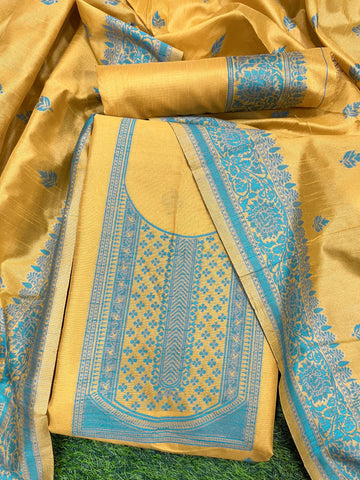 Presenting New Warli Concept Unstitched Yellow Suit