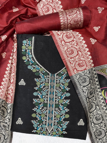 Presenting New Warli Concept Unstitched Black Suit