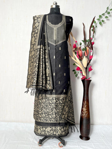 Presenting New Warli Concept Unstitched Black Suit