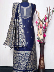 Presenting New Warli Concept Unstitched Navy Blue Suit