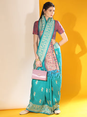 Handloom Barrat Soft Row Silk Sky With Tow Tone