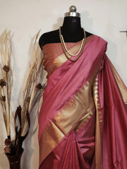 Aasam Silk Weaving Pink Saree