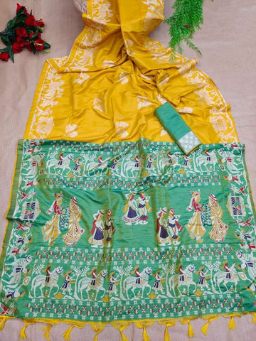 Soft Row Silk Weaving Maroom  Red  Saree