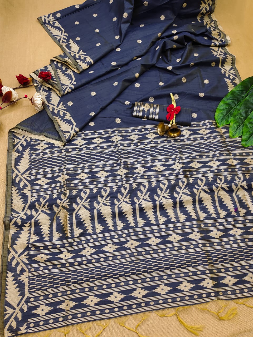 Banglori Handloom Raw Silk Blue Saree
