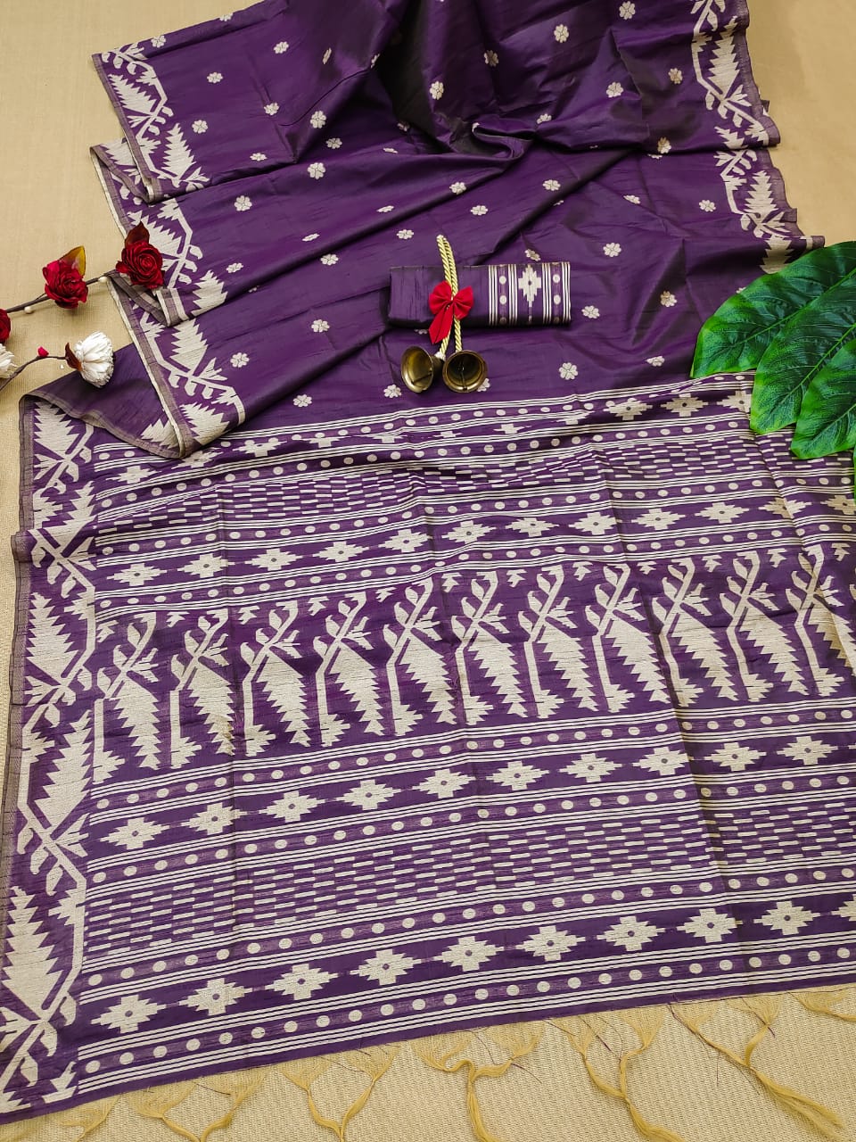 Banglori Handloom Raw Silk Purple Saree