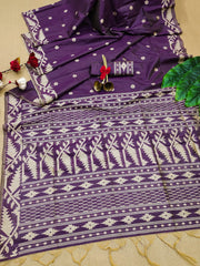 Banglori Handloom Raw Silk Purple Saree