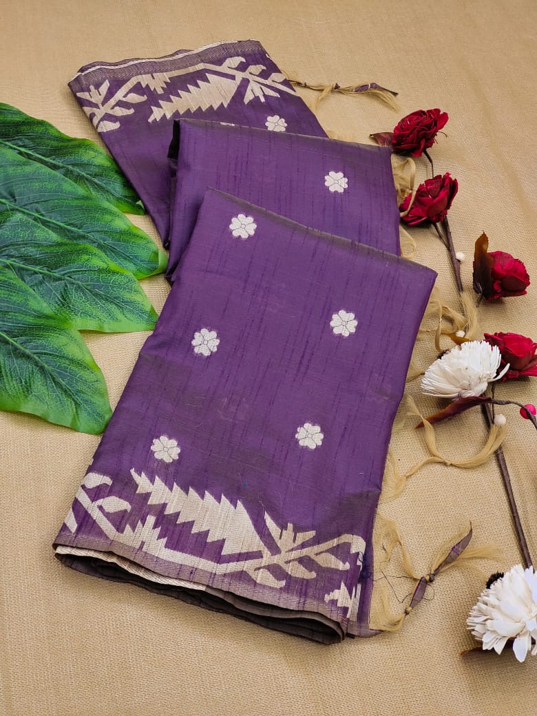 Banglori Handloom Raw Silk Purple Saree
