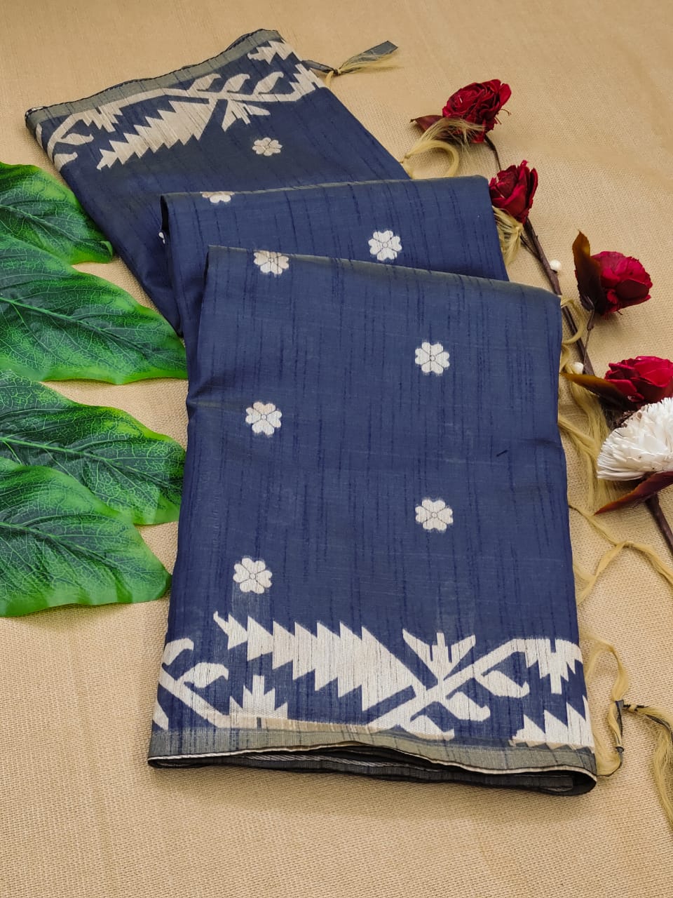 Banglori Handloom Raw Silk Blue Saree
