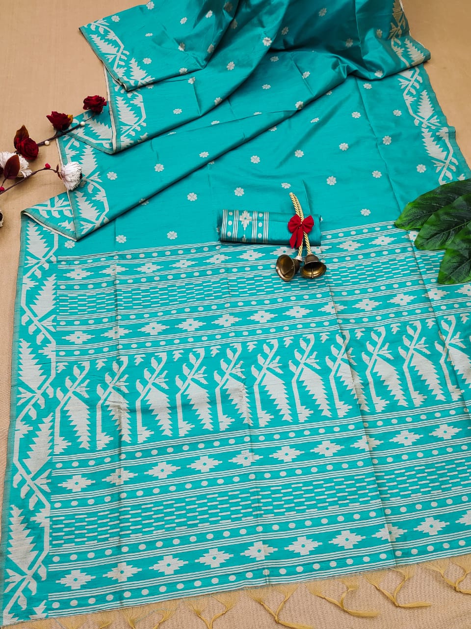 Banglori Handloom Raw Silk Blue Saree