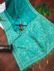 Banglori Handloom Raw Silk Sky Blue Saree