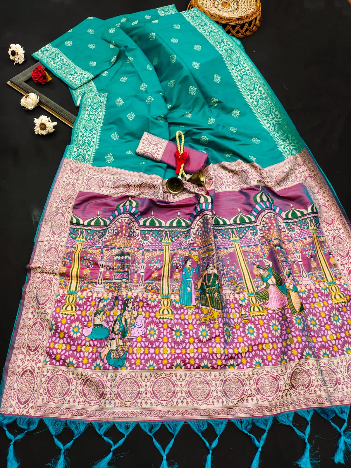 Soft Raw Silk Sky Purple Saree