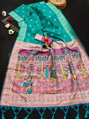 Soft Raw Silk Sky Purple Saree