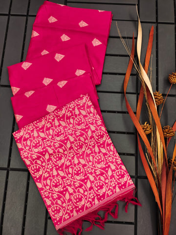 Banglori Handloom Raw Silk Pink Saree