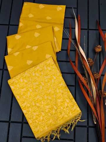 Banglori Handloom Raw Silk Yellow Saree