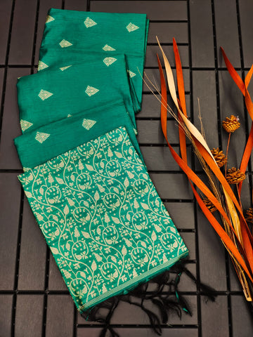 Banglori Handloom Raw Silk Ocean Blue Saree