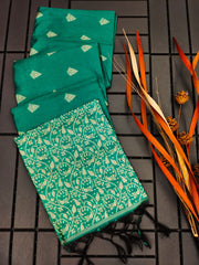 Banglori Handloom Raw Silk Ocean Blue Saree